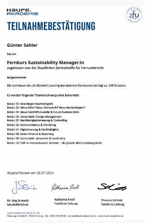 Fernkurs Sustainability Manager